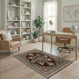 Elegant Brown Ivory Traditional Persian Area Rug