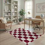 Red Distressed Red Checkered Area Rug