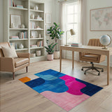 Bold Curved Geometric Multi-Color Area Rug