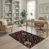 Luxurious Red Peony Floral Vintage Area Rug