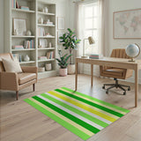 Vibrant Green Yellow Striped Area Rug