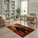 Roaring Muscular Bear in Autumn Forest Rug