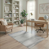 Grey Striped Abstract Area Rug