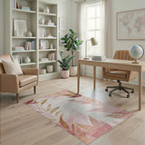 Blush Pink Golden Leaf Area Rug