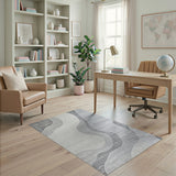 Abstract Area Grey Wavy Grey Abstract Area Rug