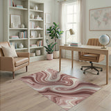 Abstract Area Pink Pink Marble Swirl Abstract Area Rug