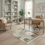 Safari Elephants Giraffe Kids Area Rug