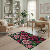 Victorian Pink Rose Floral Area Rug
