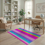 Multi-color and Patterns Vibrant Vertical Stripe Multi-Color Area Rug