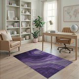 Purple Abstract Wave Abstract Area Area Rug