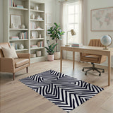 Bold Black Zigzag Geometric Area Rug