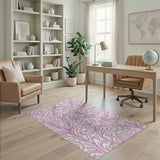 Pink Pink Swirling Floral Area Rug