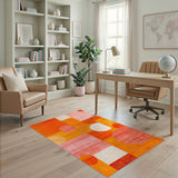 Vibrant Orange Geometric Circles Area Rug