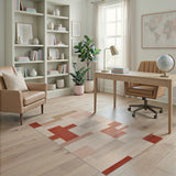 Red Geometric Block Abstract Area Rug