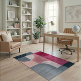Modern Geometric Navy Pink Area Rug