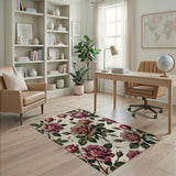 Pink Floral Vintage Pink Roses Floral Area Rug