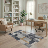 Block Grey Modern Grey Geometric Block Area Rug