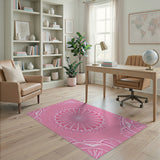 Pink Mandala Washable Area Rug
