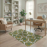 Abstract Agate Spiral Area Rug in Yellow Green