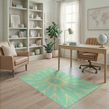 Green Mint Green Mandala Floral Area Rug