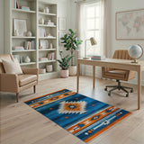 Bold Blue Teal Orange Southwestern Area Rug
