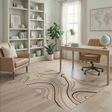 Beige Marble Vein Abstract Area Rug