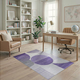 Purple Overlapping Circles Geometric Area Rug