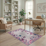 Vintage Pink Cherry Blossom Butterfly Rug