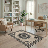 Beige and Neutral Traditional Persian Ornate Beige Mandala Persian Area Rug