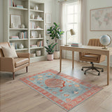 Teal Coastal Scallop Shells Fish Area Rug