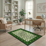 Lucky Shamrock Scatter Green Border Area Rug