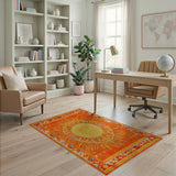 Vibrant Sunburst Orange Southwestern Rug