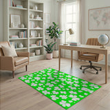Whimsical White Shamrock Green Area Rug