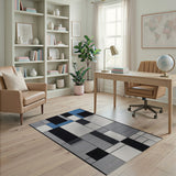 Modern Geometric Grey Blue Area Rug