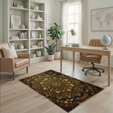 Gold and Silver Opulent Gold Mandala Floral Area Rug