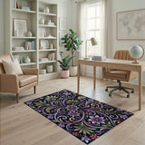 Ornate Purple Floral Vine Area Rug