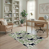 Kudu Antelope Green Leaf Silhouette Rug