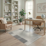 Modern Beige Grid Stripe Area Rug