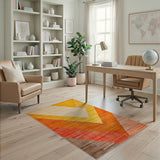 Bold Geometric Orange Yellow Triangle Area Rug