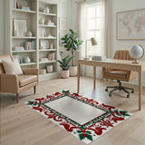 Ornate Holly Berry Festive Border Rug