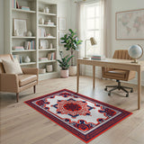 Red Red Navy Mandala Persian Area Rug