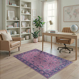 Washable Vintage Pink Floral Persian Area Rug