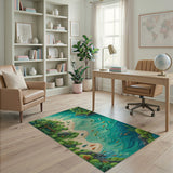 Serene Forest River Koi Fish Area Rug
