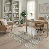 Beige Grid Plaid Geometric Area Rug