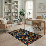 Navy Lotus Floral Area Rug