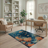 Washable Blue Ocean Coral Reef & Fish Area Rug