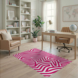 Geometric Modern Bold Pink Zigzag Geometric Area Rug