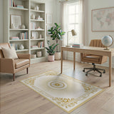 Golden Sunburst Art Deco Area Rug