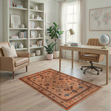 Orange Geometric Heritage Tribal Area Rug