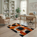 Geometric Modern Bold Geometric Orange Black Area Rug